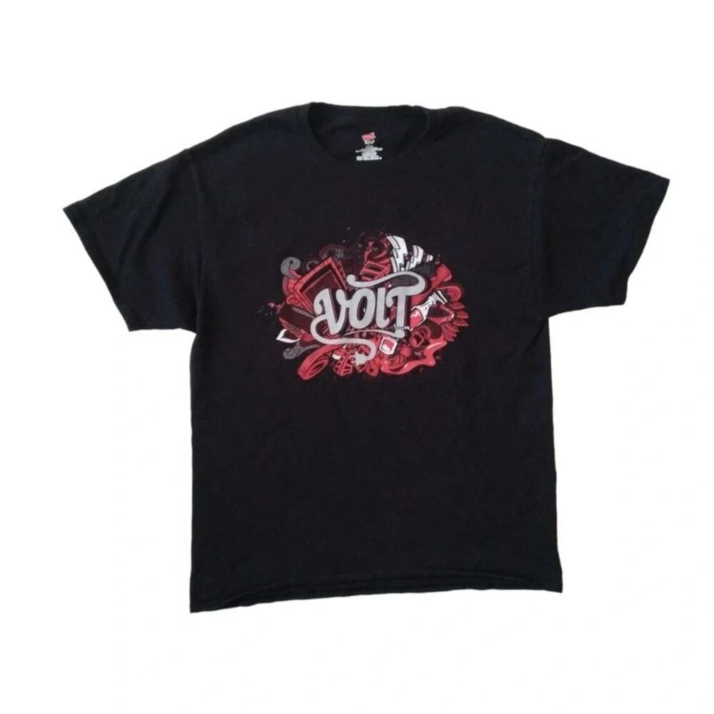 Hanes VOLT Black Tagless Unisex Preshrunk Cotton Graphic Print Tee Adult Large